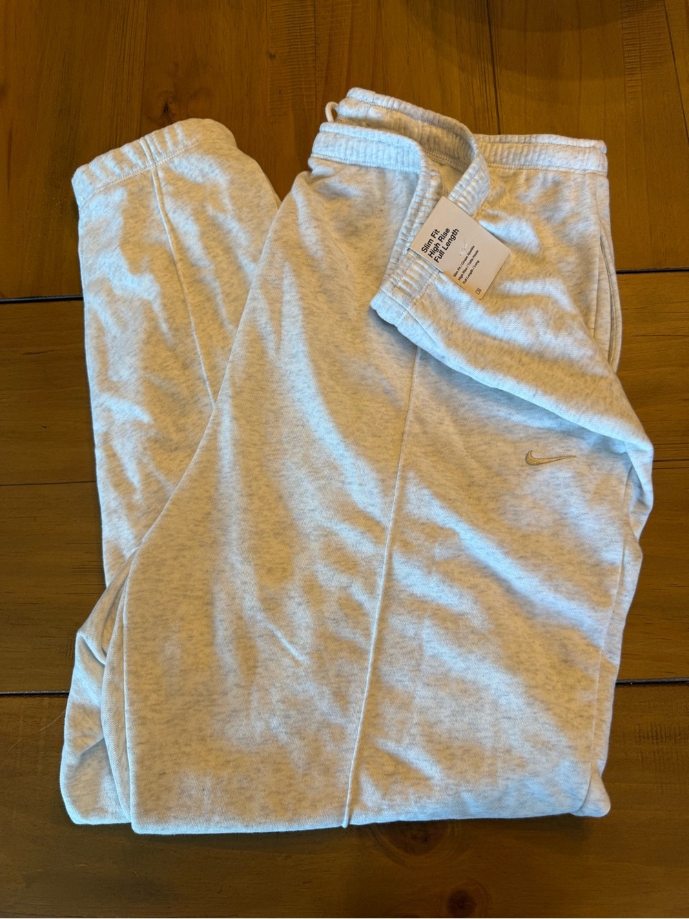 Nike Light Gray Track Joggers with Swoosh